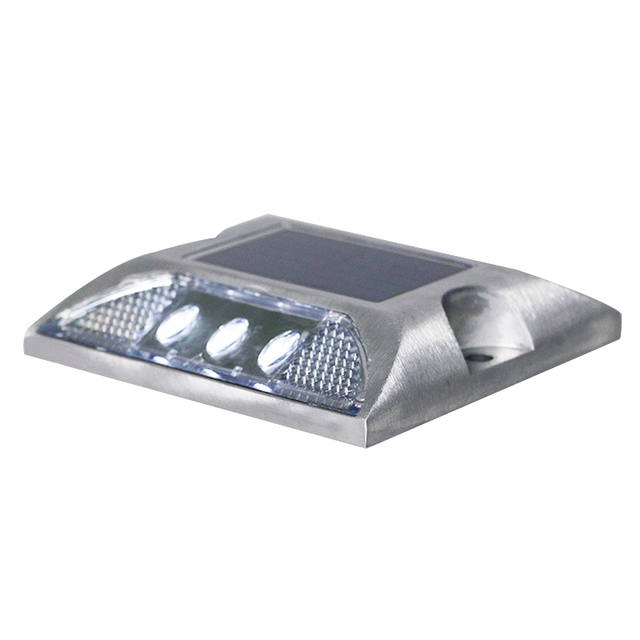 Popular cuadrado de alto brillo Ip68 intermitente o marcador de tráfico siempre encendido luz reflectante de aluminio Led ojo de gato Solar camino Stud: Blanco