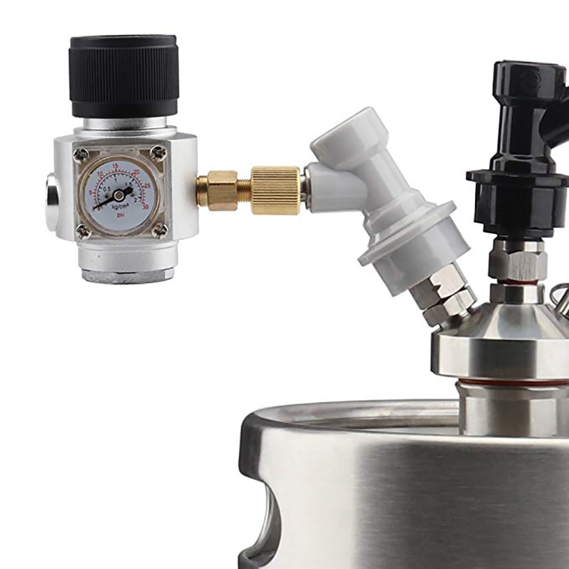 0-30 PSI Co2 Charger,Home Brew Mini Co2 Charger with 3/8 '' Thread for Mini Keg Growler Use, Bar Accessories