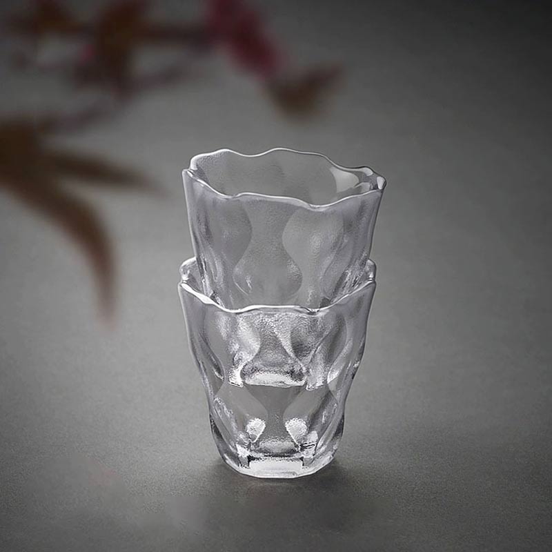 6Pcs Japanse Gehamerd Glas Kung Fu Thee Cup Transparant Kristal Sake Wijn Glas Whisky Borrelglas Thuis Bar Drinkware 50Ml