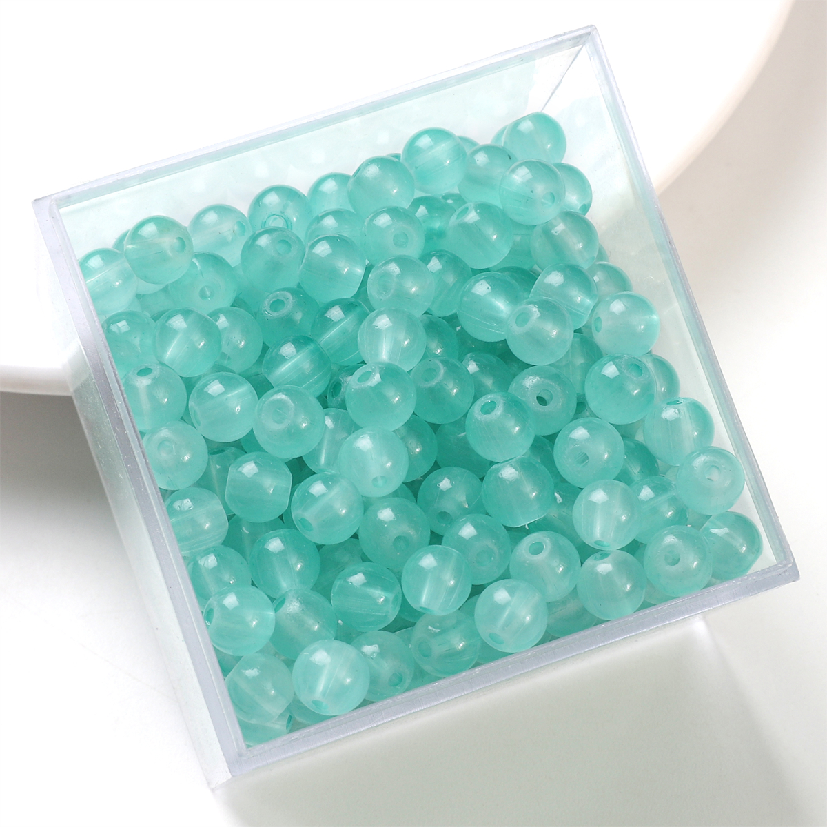 50pcs 6mm gelée de verre couleur unie Imitation Jade perles rondes perles en vrac bricolage à la main collier Bracelet perles bijoux accessoire