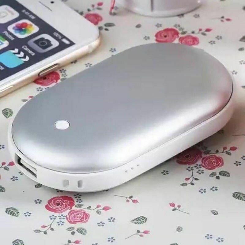 4000 Mah Mini Handwarmer Usb Opladen Pocket 5V/1A Telefoon Power Bank Lange Levensduur Draagbare Winter body Handy Warmer Hand Heater: Silver