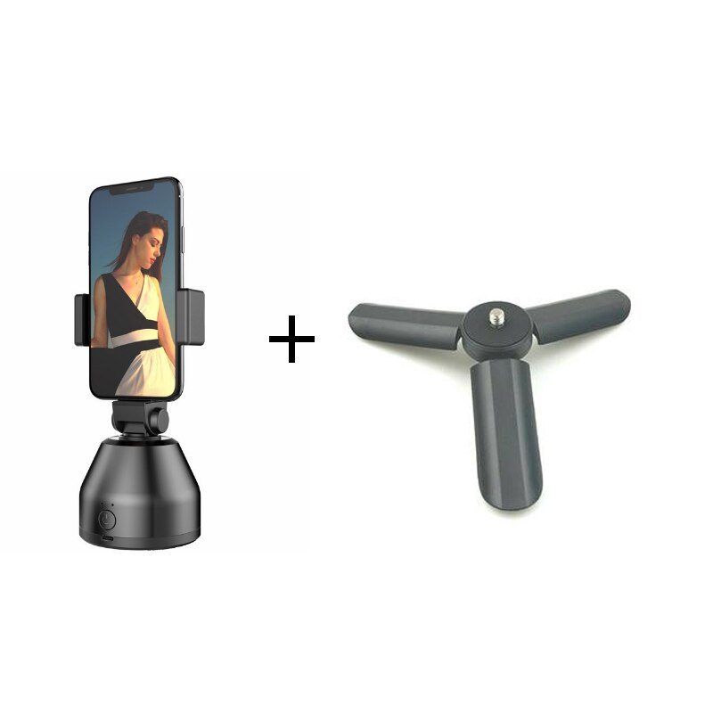 360° Rotation Auto Smart Shooting Selfie Stick Intelligent Follow Gimbal AI-composition Object Tracking Face Tracking Stand: A black