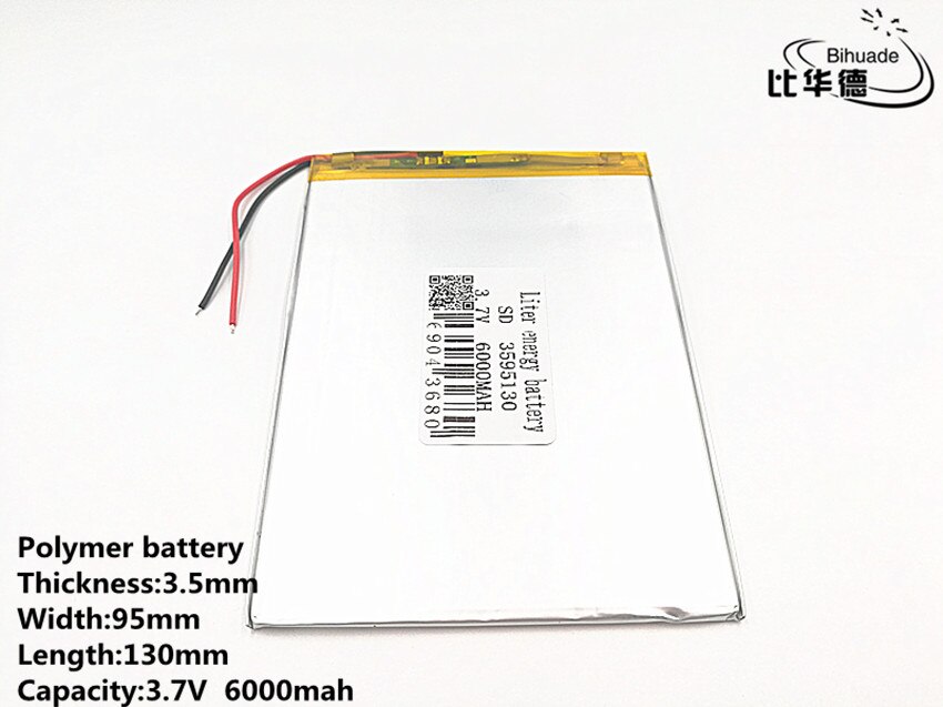 Good Qulity large capacity 3.7V 3595130 6000 mah each tablet universal rechargeable lithium batteries