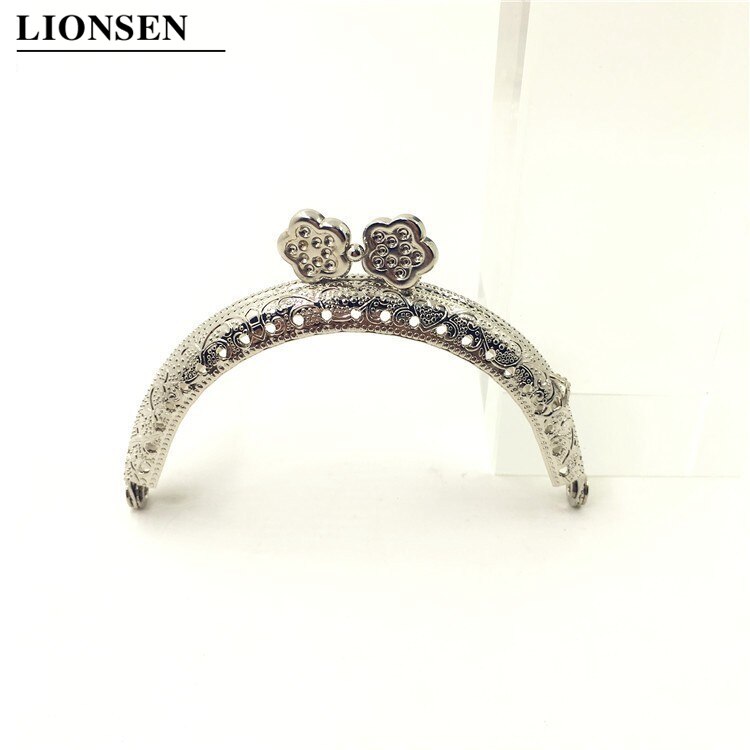 LIONSEN 8.5cm semi cirkel Pruim zilver brons Metal Purse Frame Handvat voor Clutch Bag Handtas Accessoires Maken Kus Sluiting lock