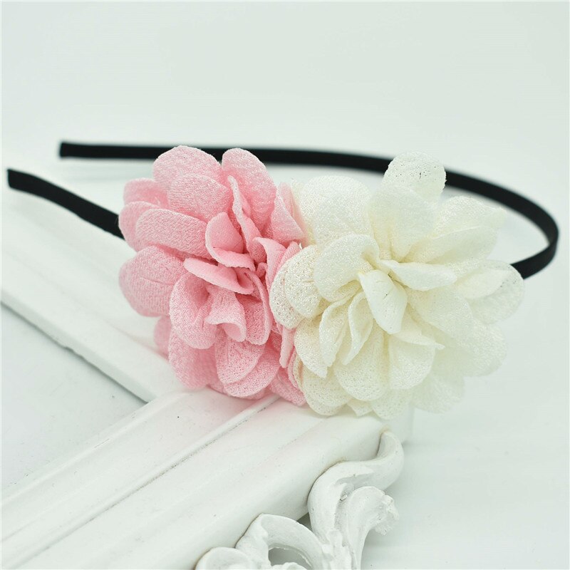 kinderen Bloem Hoofdband Hollow Effen Kleur Accessoires Gom Voor Haar hHair Band Meisjes Hoofdbanden: White
