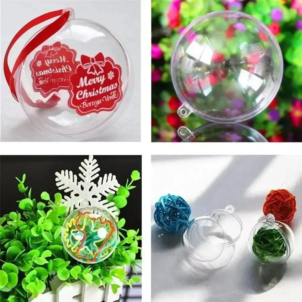 Bola de Navidad acrílica de plástico transparente, bola de adorno rellenable de 7-16CM para decoración Manual del hogar, de Navidad y boda