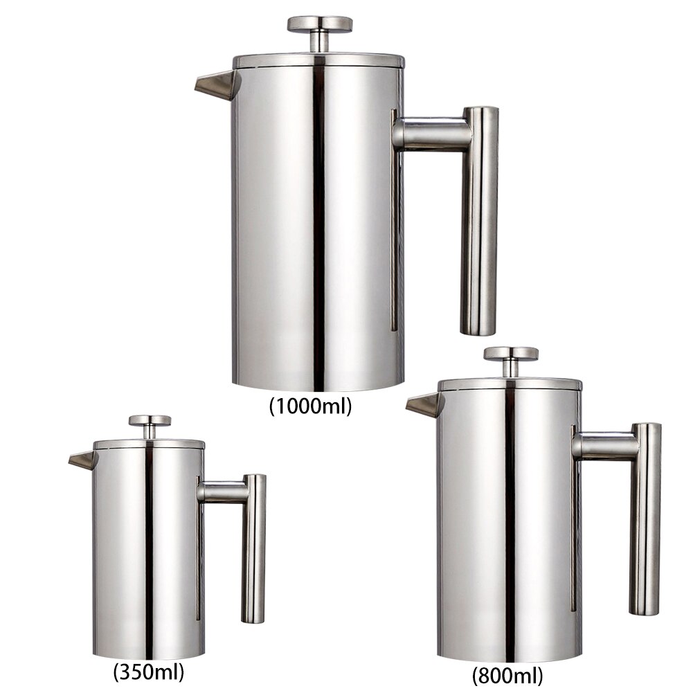 Stainless Steel 304 French Press Pot European-style Filter Press Hand-made Coffee Pot Double-layer Brewing Teapot With Filter