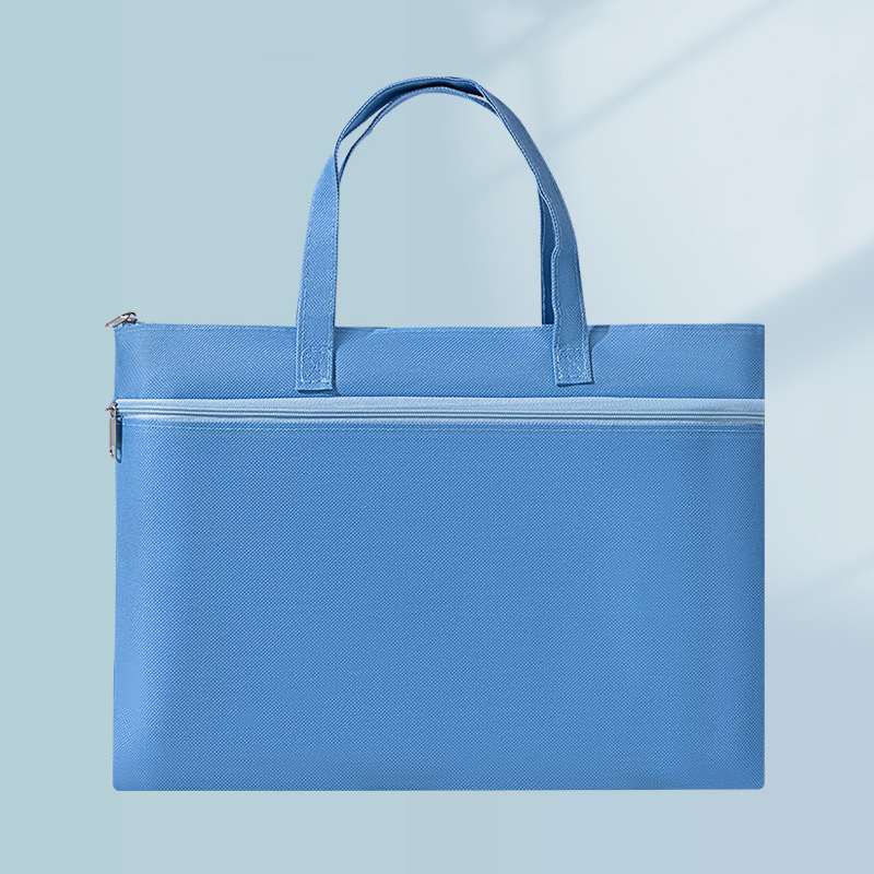 Large Capacity Document Bag File Folder Oxford Cloth Portable Handle Office Briefcase Waterproof Handbag Durable Double Layers: Red