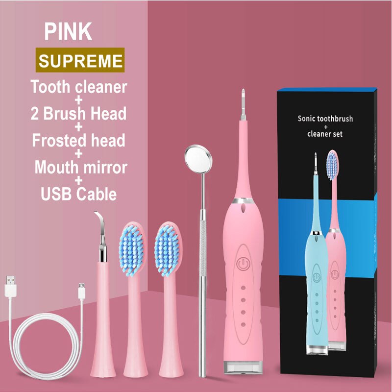 Zahnstein Entferner Elektrische Zahnstein Entferner Ultraschall Zahn Schaber Reiniger Zahnstein Entferner für Dental Zähne Reinigung: pink set 3