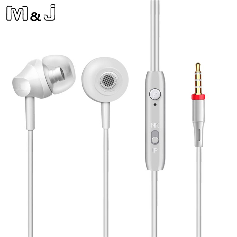 M & J Draagbare Mini Stereo Bass Oortelefoon Voor iPhone 5 6 Samsung Mobiele Telefoon Met Microfoon Bedraad Buiten Sport oortelefoon 120 CM: White