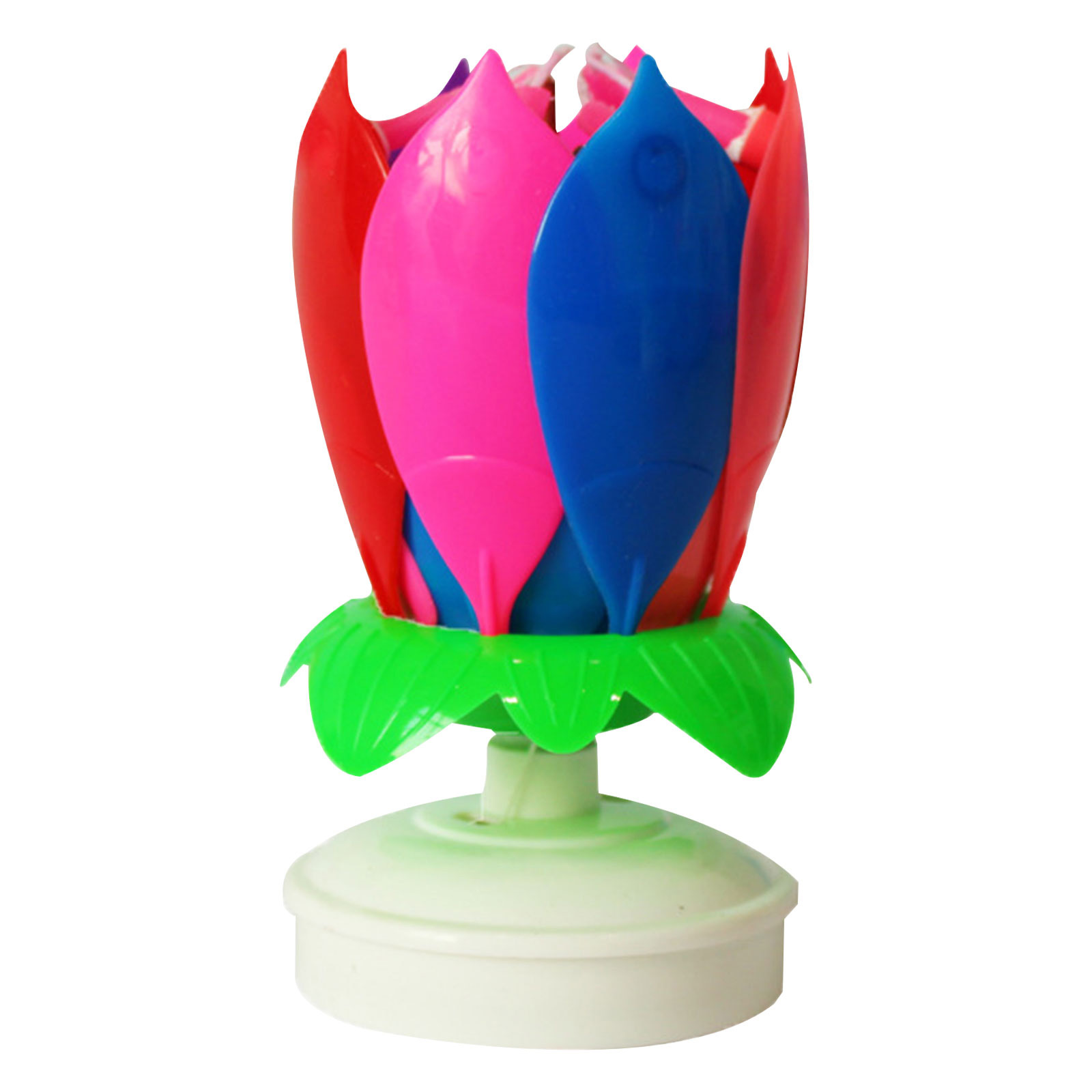 Vela Musical giratoria exquisita con forma de flor de loto, velas desechables, de de cumpleaños, pasteles para niños, decoraciones DIY,: Multicolor