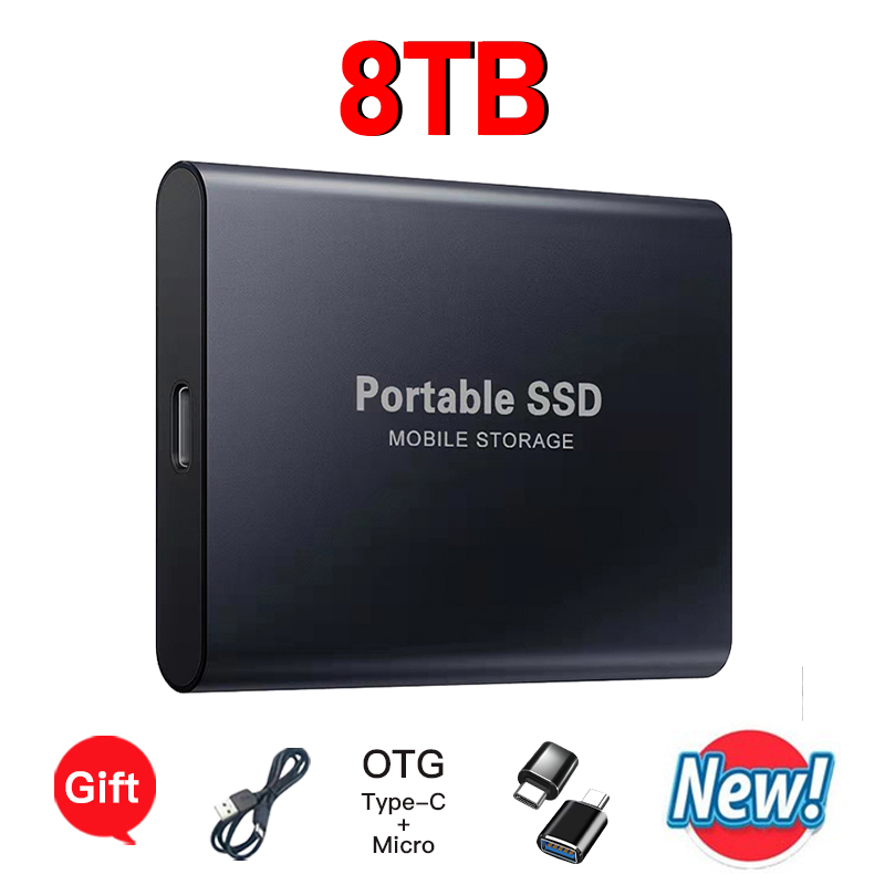 Högpresterande bärbar ssd 8tb, 16tb usb 3.2 typ-c extern ssd-enhet kompatibel för mac pc android: Ljusgul