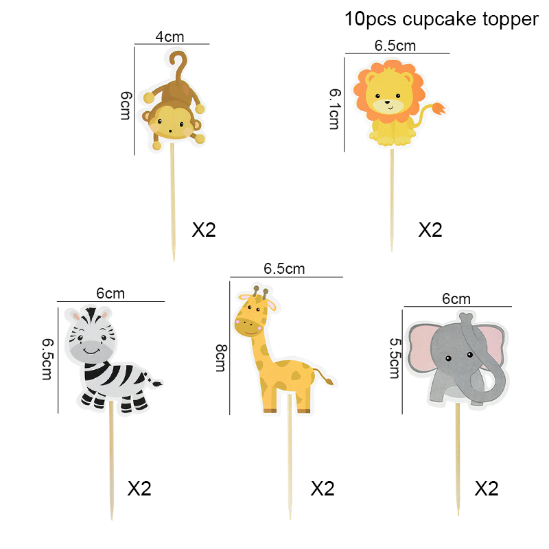 Décoration de gâteau animaux Safari, forêt renard Lion zèbre, décoration de Cupcake pour enfants, outils de décoration de gâteau pour fête de 1er anniversaire: Bleu profond