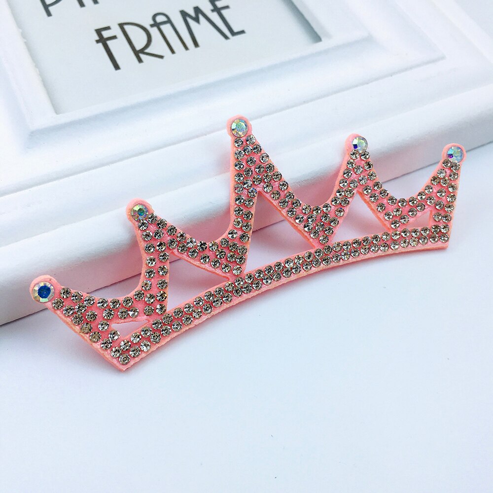4 stuks kleurrijke, schattige prinsessen zilveren strass kroon applicatie doek voor knutselen/bruiloft/kleding decoratie patch diy accessoires