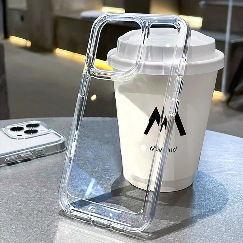 Luxury Silicone Transparent Shockproof Armo Case For IPhone 16 15 14 13 12 11 Pro Max 7 8 Plus XR XS X Phone Clear Cover Case: aluminum / Clear