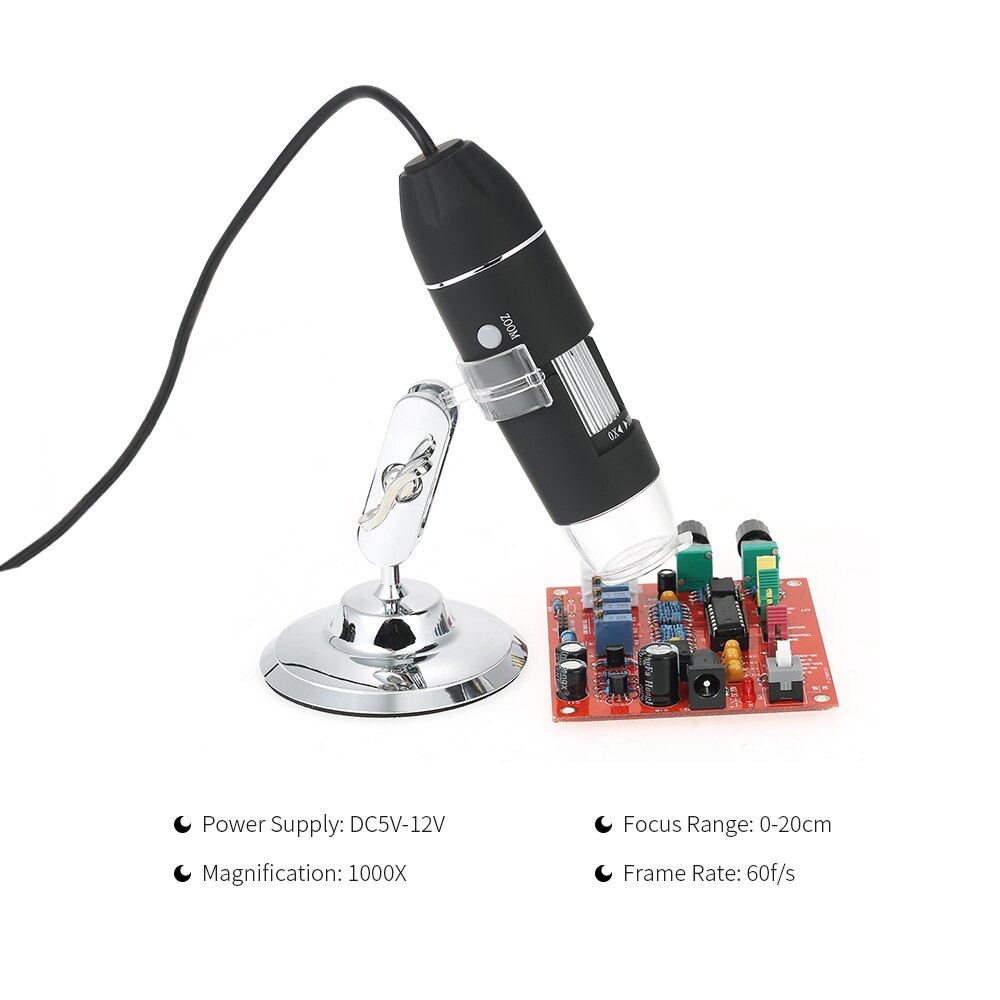 mini AV LED Digital Microscope 1000X Magnification optical instruments soldering microscope with Holder True 0.3MP Video Camera