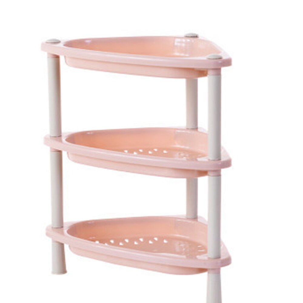 1 pcs Stackable 3-layer Kitchen Shelving Kitchen Storage Rack for Kitchen Bathroom Living Room: Pink A