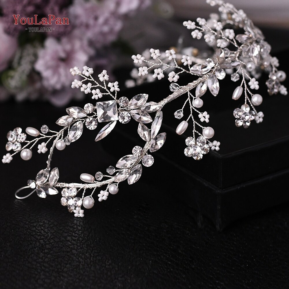 Youlapan brud hårbånd bryllup brude hår tilbehør tiara ornamenter bryllup pandebånd til brud hår smykker  hp288