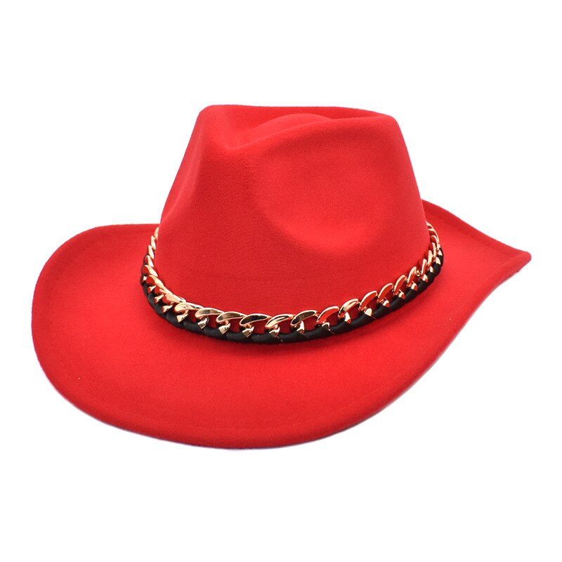 Lidafish Europese Amerikaanse Western Cowboy Hoed Vrouwen Mannen Wolvilt Jazz Hoed Outdoor Gentleman Sombrero Hombre Cap: Rood