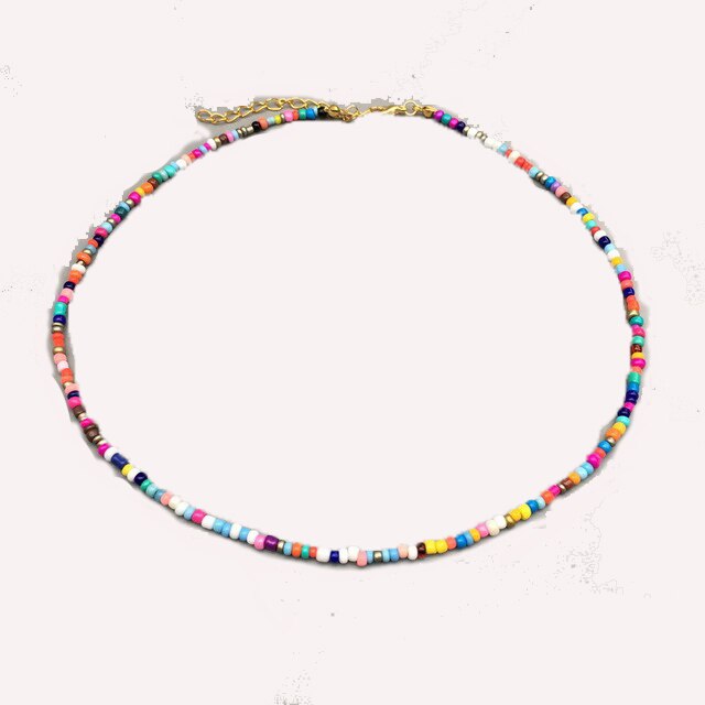 Boho Daisy Flowers Beaded Choker Necklace Colorful Statement Clavicle Choker Necklace for Women Korean Summer Beach Jewelry: A Beads Necklace