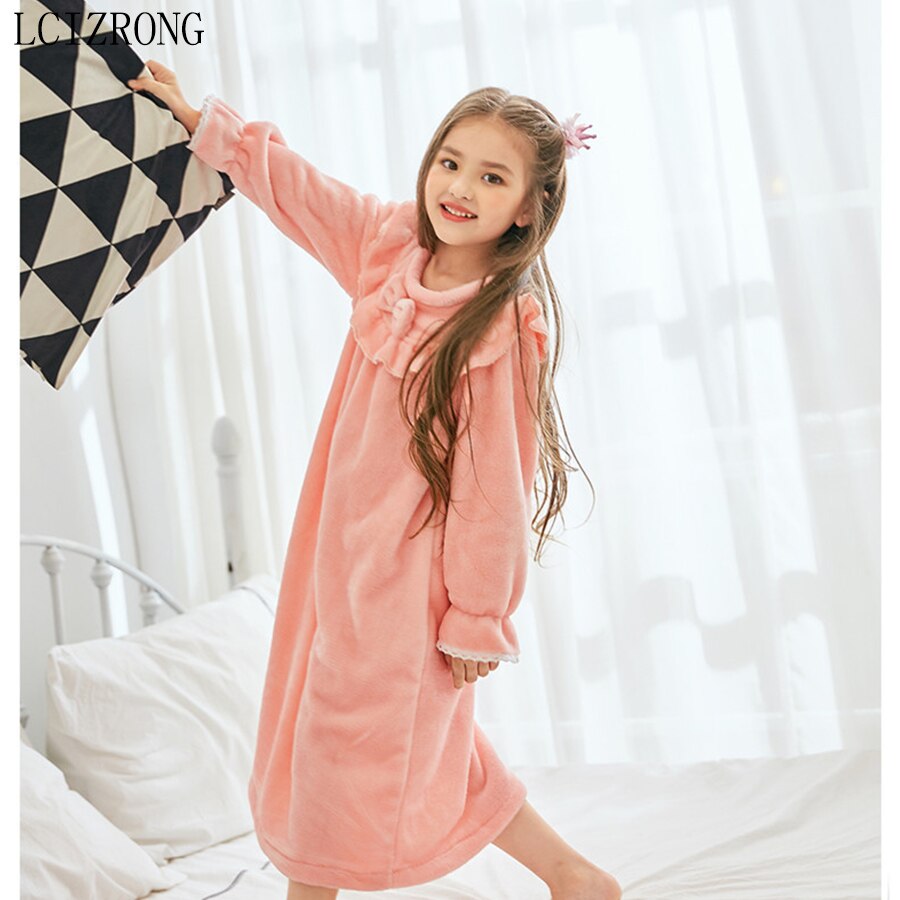 Meisjes Nachtjapon met Korte Mouwen Nachtkleding Effen Kleur Ruche Prinses Sleepshirts Nachthemden Pyjama Nachtjapon Roze 150 10-12 jaar