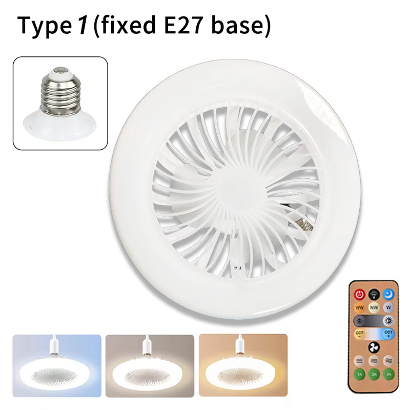 Telecomando a risparmio energetico lampada da soffitto a portato 85-265V per soggiorno telecamera da letto rumore inferiore muto E27 base 2 in 1 ventole luce: bianca