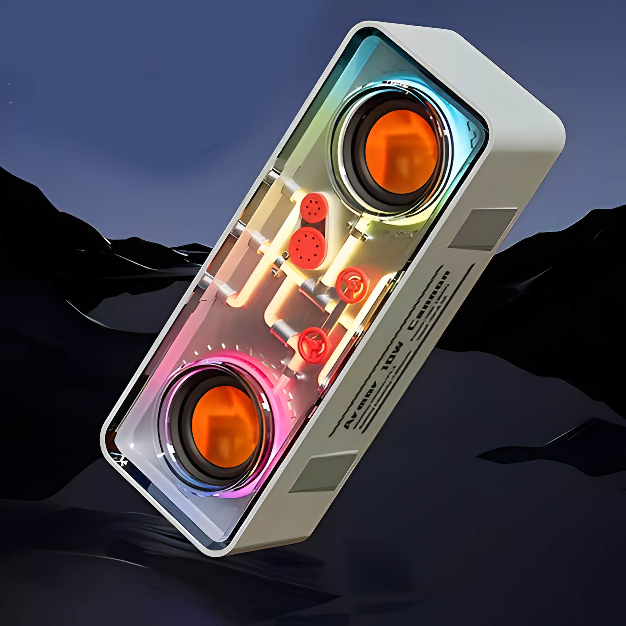 STONEGO 1PC LED TWS Bass Vibro-geluid PUNK-stijl Dubbele luidsprekers Transparante mechanische draadloze Bluetooth-luidsprekers