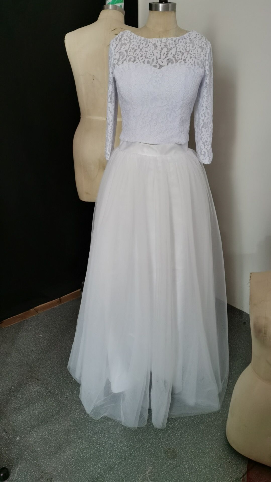 3/4 Long Sleeve Wedding Lace Jacket Scoop Bridal Wrap Bolero White Ivory Plus Size Weddng Coat