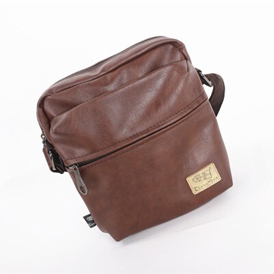 Glossy Leather Men Messenger Bag Leisure Shoulder Bag Simple Solid Leather Bag: brown