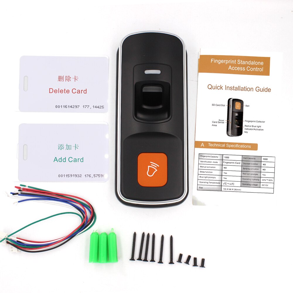 1000 User RFID 125KHz Access Control System Biometric Access Control Reader Fingerprint with Management card Support WG 26