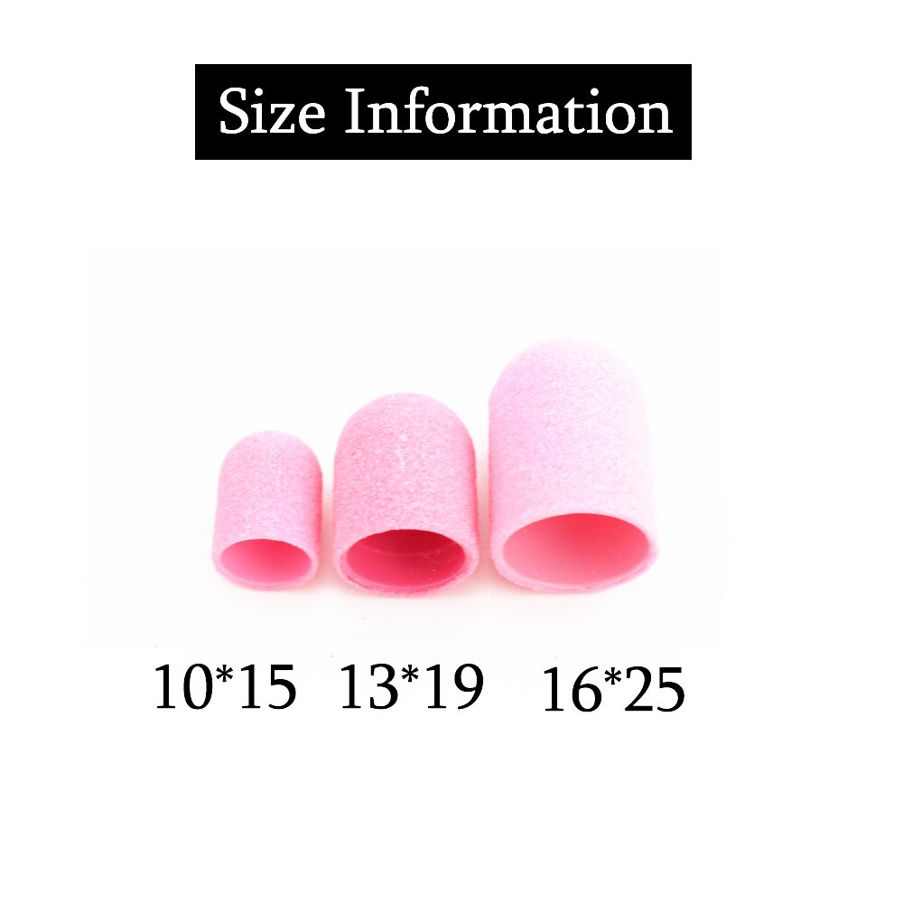 Tampas de plástico para lixar o pé, base rosa, cuidados de pedicure, polimento, areia, acessórios para broca, ferramenta de cutícula dos pés 13, 20 peças * 19mm