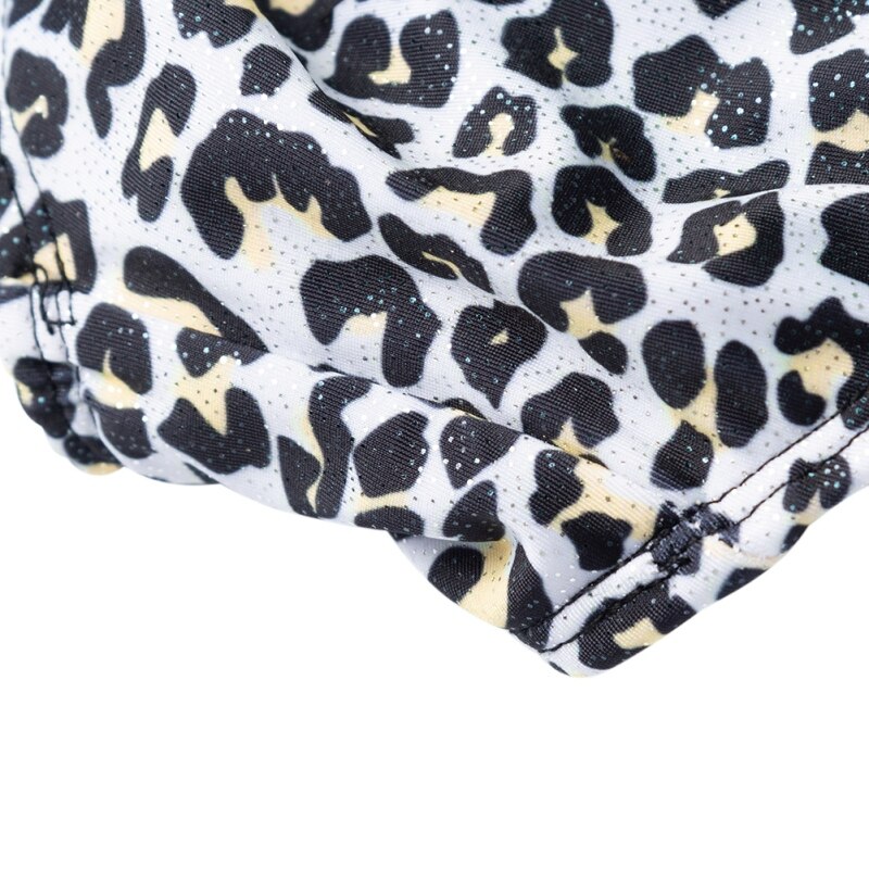 Leotardos con estampado de leopardo para niñas de 4 a 14 años, ropa de baile infantil sin mangas con purpurina