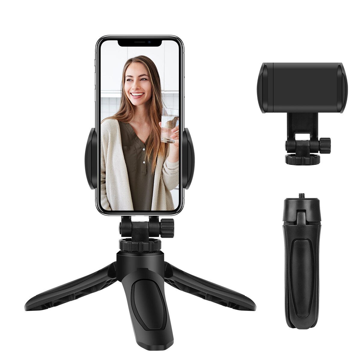 Universal Mini Tripod Stand 1/4'' For DJI OSMO Mobile 2 Feiyu Vimbal 2 Smartphone Action Camera Holder with Phone Clip Monopod: whole set