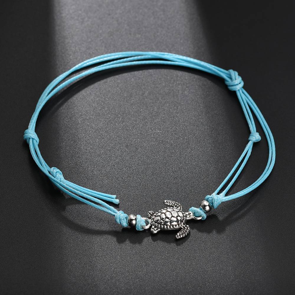 Tobilo Zomer Strand Turtle Shaped Charm Rope String Enkelbanden Voor Vrouwen Enkelband Vrouw Sandalen Op De Been Chain Foot sieraden