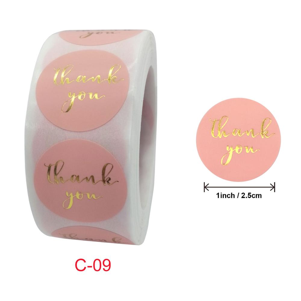 500pcs/roll Gold Foil Thank You Stickers for seal labels 1 inch Lip Gloss DIY Lashes Packaging Stickers