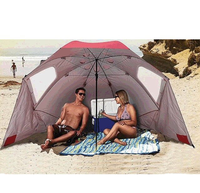 Sombrilla de playa para exteriores, carpa de protección portátil para Picnic, toldo para acampar, refugio contra el clima, 7,87 pies: Red