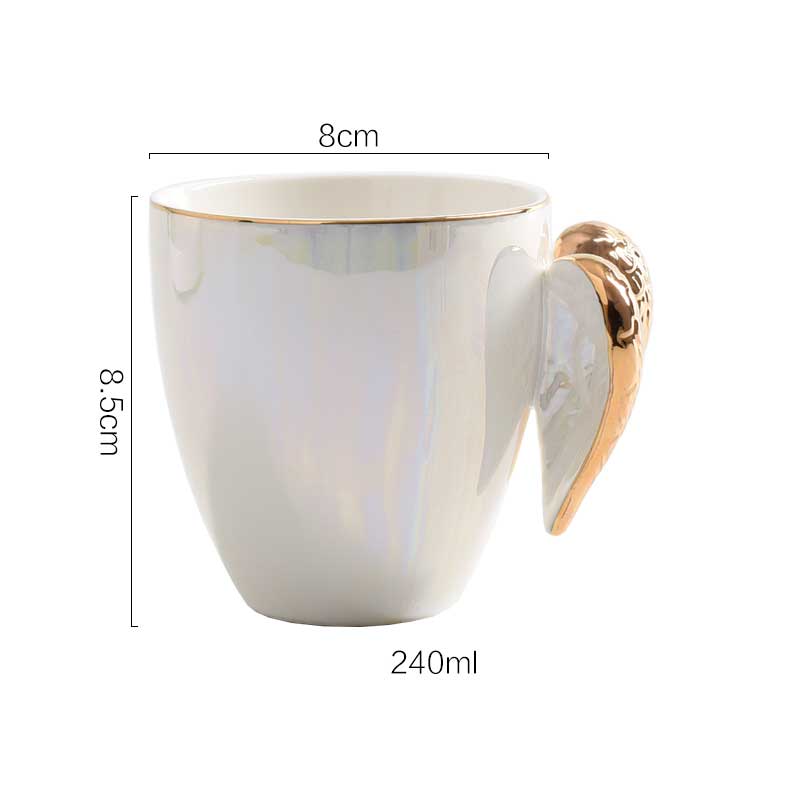 Guld engel vinge krus kop perle hvid keramisk boligindretning køkken kontor te kaffe drinkware unik bryllupsfødselsdag: Default Title