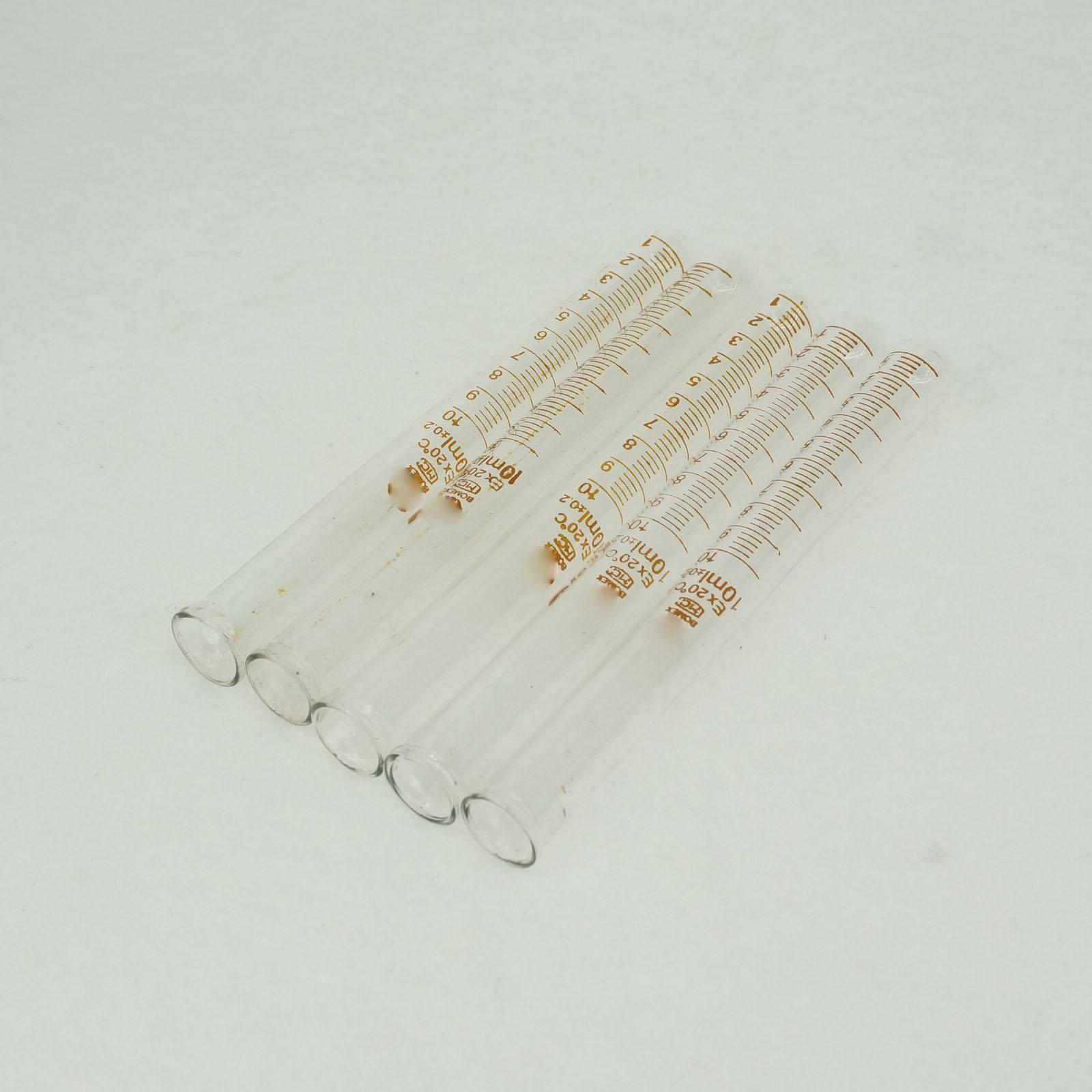 viel (5) 10ml Labor Glas Reagenzglas Runde Unterseite mit Skala Linie Wissenschaft Chemie