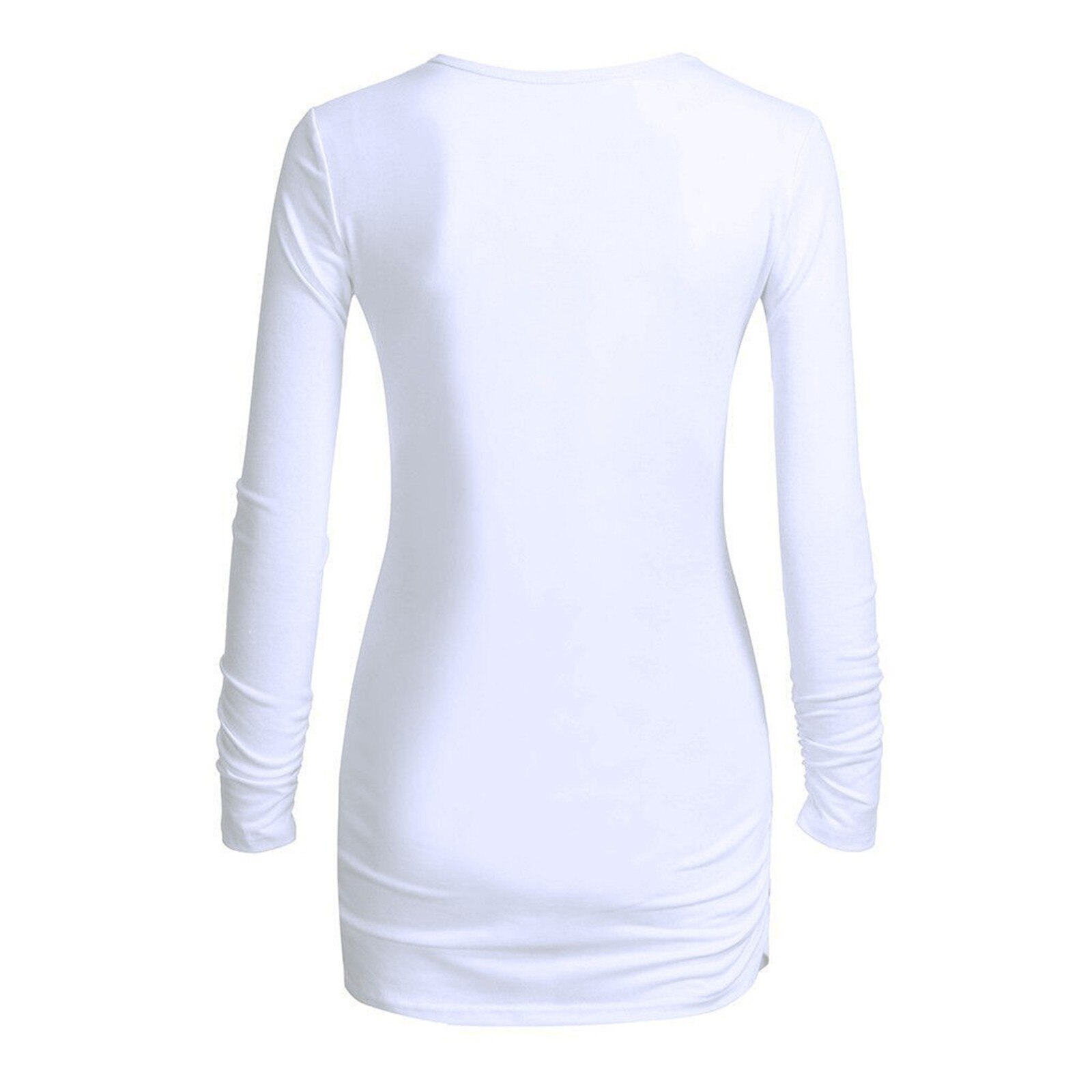 Femme enceinte noël à manches longues femmes imprimé côté de noël ruché maternité haut grossesse Out vêtements enceinte t-shirts # L