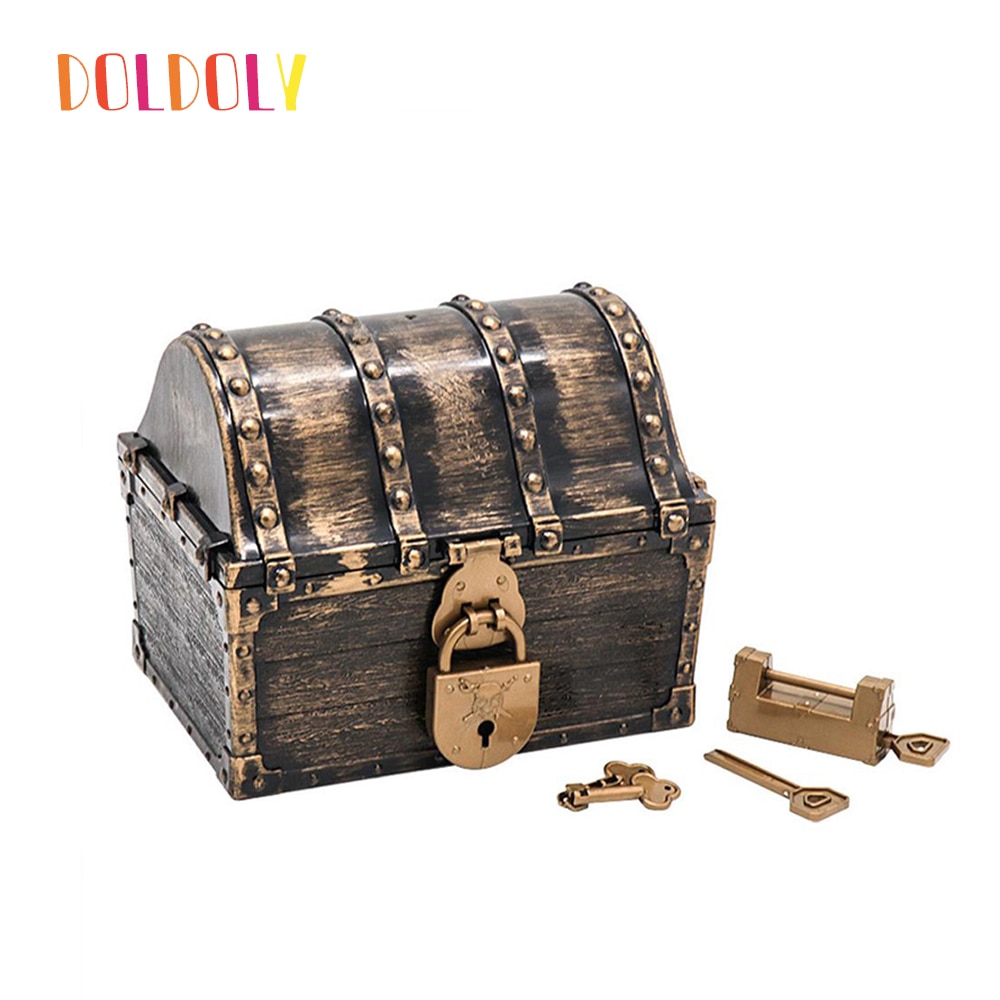 Doldoly Piraat Schatkist Doos Sieraden Opbergdoos Case Home Decoratieve Slaapkamer Opslag Speelgoed Box Party Gunsten Props