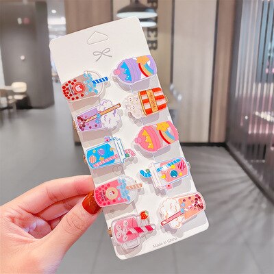 1 Juego de pinzas para el pelo con dibujos de frutas para niña, horquillas de arcoíris, tocado, accesorios para el cabello para niña: 10pcs 3