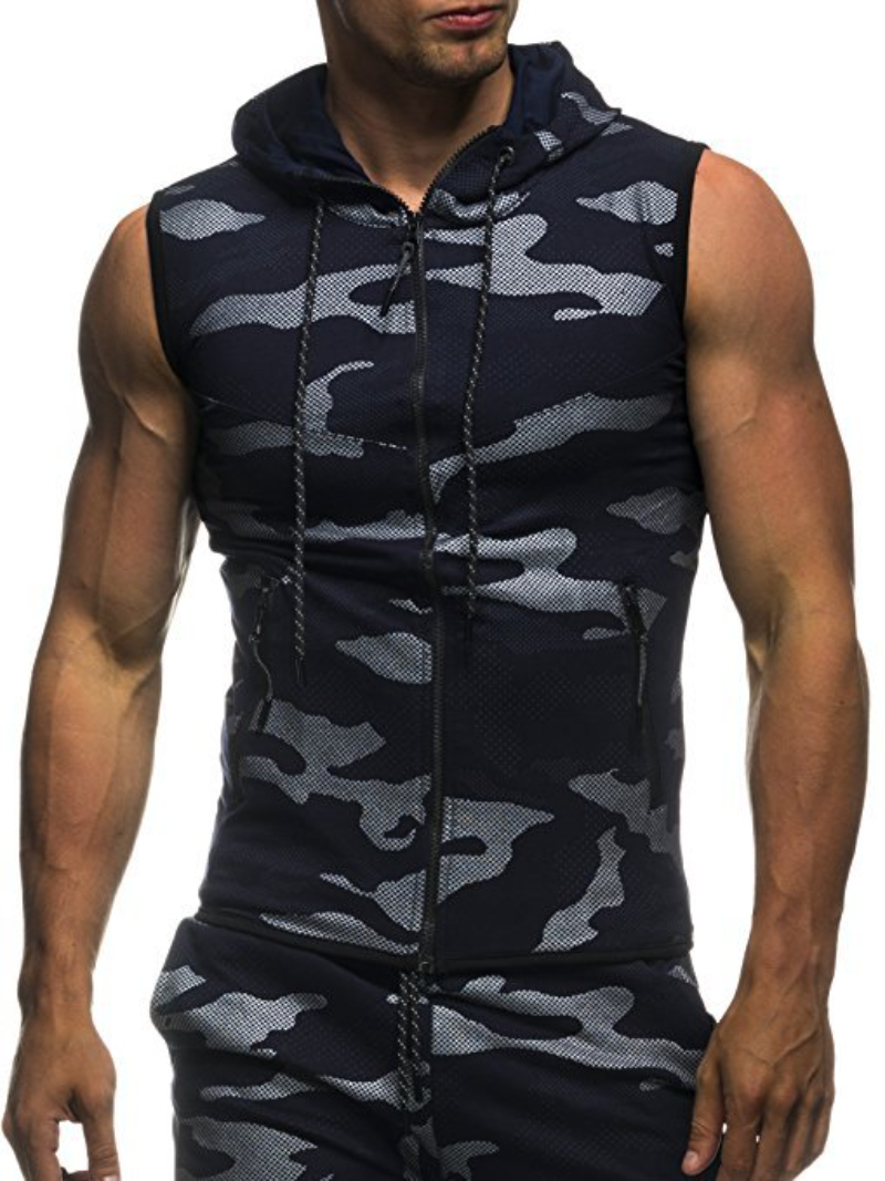 Mænd bodybuilding tanktoppe ærmeløse hættetrøjer mænd afslappet camouflage hættetrøje herre camouflagetøj