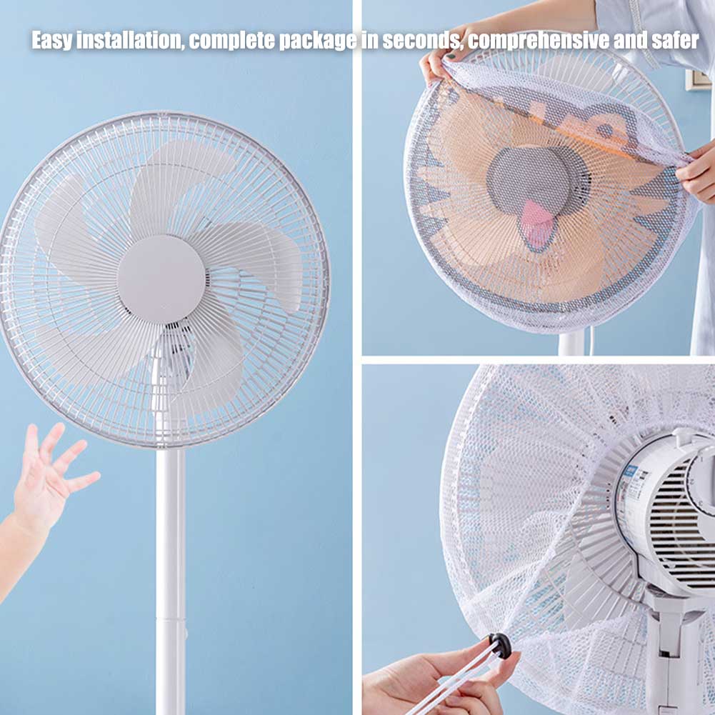 Anti-pinch Hand Guard Electric Fan Cover With Drawstring Child Protection Round Accessories Cartoon Household Net Dust Proof