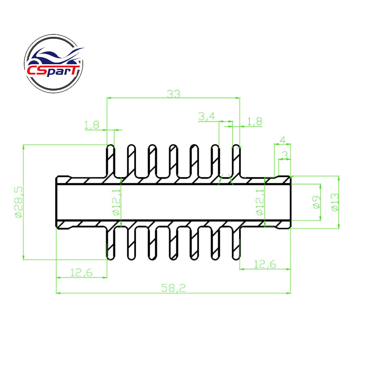 Radiateur en aluminium pour vélo refroidi à l'eau, 39CC 49CC MT A4 Blata KTM Polini ZPF, 58mm