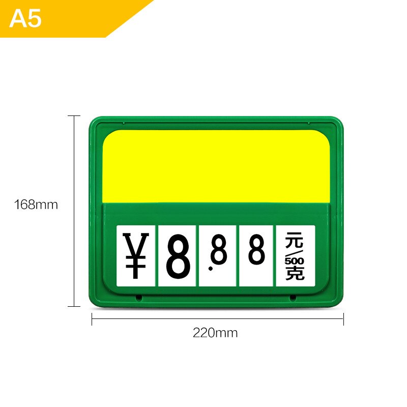 Panneau publicitaire pour fruits et légumes Pop A4 A5, en carton pour plafond, prix, étiquette avec nom, prix ajustable: Green-A5