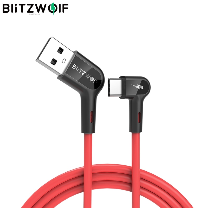 Blitzwolf 2.4A 90 ° z kątem prostym USB A robić mikro ładowarka USB robić ładowania kabel robić transmisji danych dla Samsung Xiaomi telefon gry gry mobilne