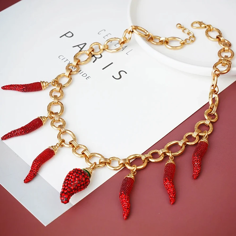 Wealthyboo Bohimia Pepper Chili Necklace Cute Red Chilli Adjustable Trendy Jewelry For Women Accessories