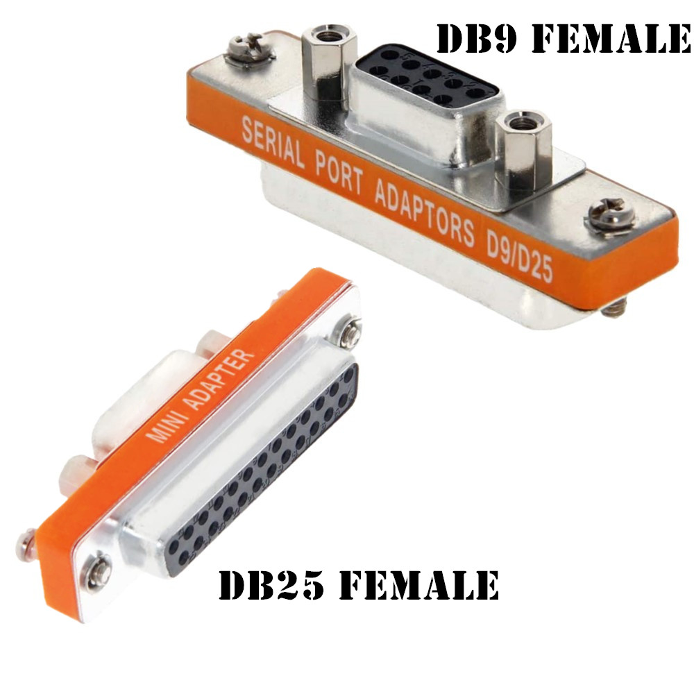 Mini adaptador DB25 a DB9, macho a hembra M/F Serial at Modem, Mini adaptador, cambiador de género, acoplador, RS-232: Blanco