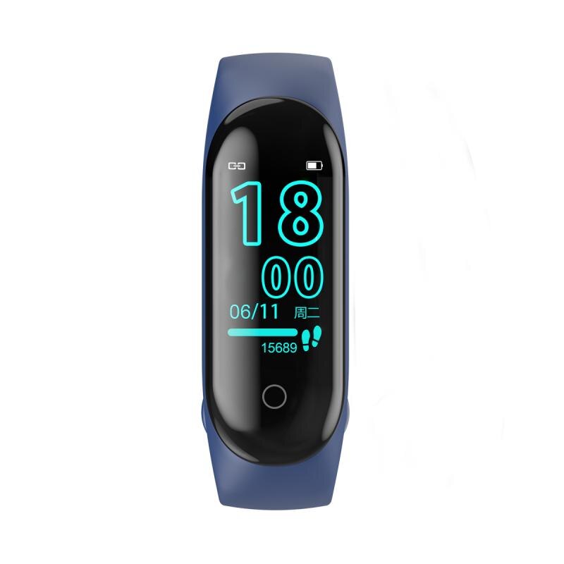 Reloj M4 Fitness M3 pulsera inteligente Fitness Tracker reloj deporte ritmo cardíaco presión arterial Smartband Monitor relojes para la salud: Blue M4