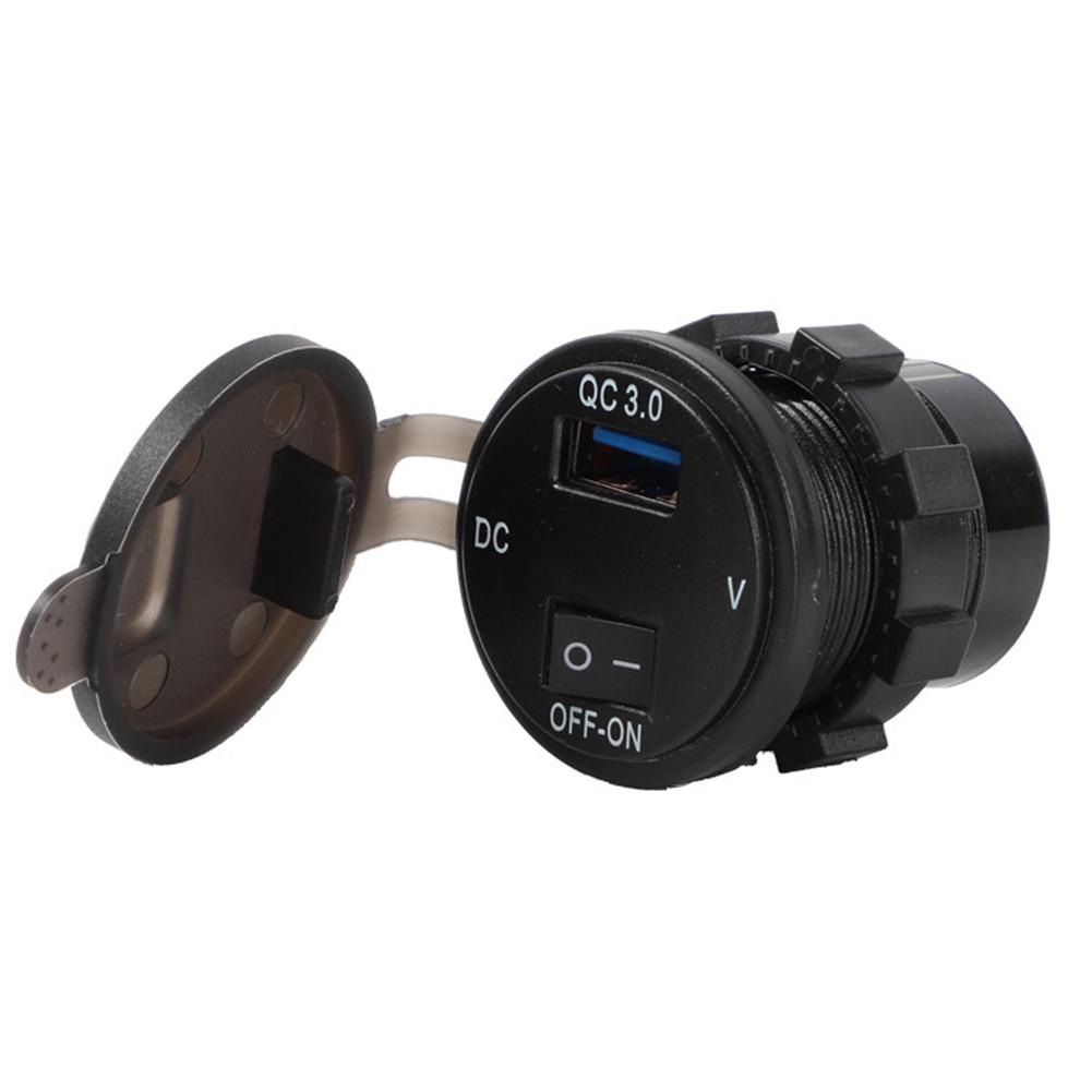 QC3.0 LED Voltmeter USB Car Charger Socket Sigarettenaansteker Met Smart Switch Waterdichte DC12V-24V